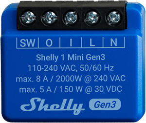 Shelly 1 Mini Gen3 - releu Wi-Fi miniatura pentru montaj in doza - features
