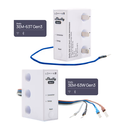 Shelly 3EM-63T Gen3 - contor de energie trifazat 63A cu borne, WiFi - lifestyle