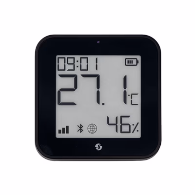 Shelly BLU H&T Display ZB Black senzor temperatura umiditate Zigbee cu afisaj E-Paper - features