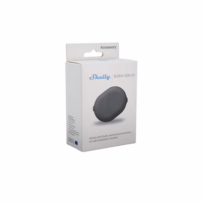 Shelly Button Add-on Black - accesoriu de montaj cu buton pentru relee si dimmere Shelly - packaging
