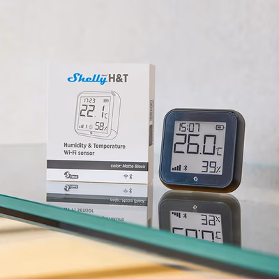 Shelly H&T Gen3 Matte Black — senzor Wi-Fi temperatură și umiditate cu e-ink - features