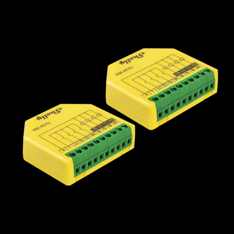 Shelly Plus RGBW PM (2 buc.) — controler Wi-Fi pentru benzi LED cu masurare consum - main