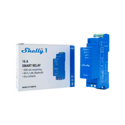 Shelly Pro 1 — releu pe sina DIN cu contact uscat, Wi-Fi, LAN si Bluetooth - features
