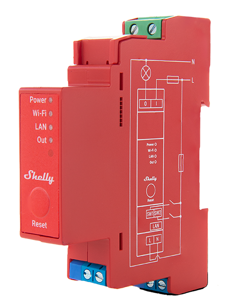 Shelly Pro 1PM — releu pe sina DIN cu masurare putere, Wi-Fi, LAN, Bluetooth - main