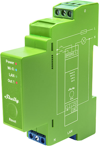 Shelly Pro Dimmer 1PM — dimmer pe sina DIN, 1 canal cu masurare putere - main