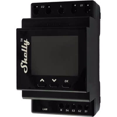 Shelly Pro Dual Cover PM — controler DIN cu 2 canale pentru jaluzele - features