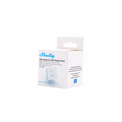 Incarcator USB Shelly pentru suportul de masa Wall Display, alb - packaging