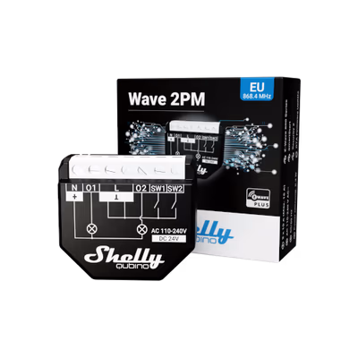 Shelly Wave 2PM releu Z-Wave 2 canale cu masurare consum si mod jaluzea - features