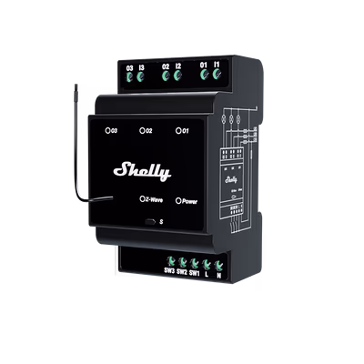 Shelly Wave PRO 3 LR – releu DIN Z-Wave 3 canale 16A - specs