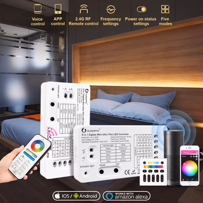 Gledopto GL-C-002P ультратонкий Zigbee 5в1 контроллер ленты 6А/канал