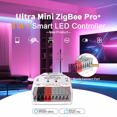 Gledopto GL-C-301P контроллер LED-ленты 5-в-1 Zigbee Pro+ Ultra-mini