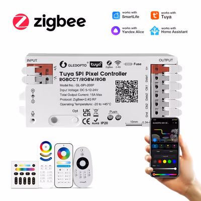 Gledopto GL-SPI-206P пиксельный контроллер адресной SPI-ленты Tuya ZigBee