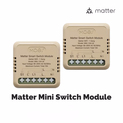 Moes MWM-104B-MS modul releu Matter peste Wi-Fi 2 canale 10 A, fără hub - technical