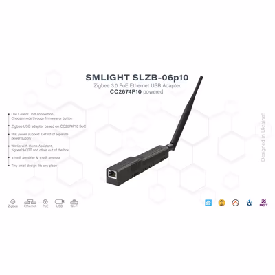 Smlight SLZB-06p10 координатор Zigbee + Thread на CC2674P10, PoE