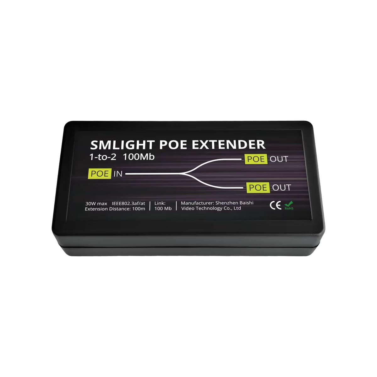 Smlight PoE Extender 1-to-2 100Mb пассивный сплиттер 802.3af, +100 м