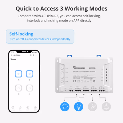 Sonoff 4CHR3 Wi-Fi реле на 4 канала для DIN-рейки