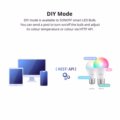 Sonoff B05-BL-A60 умная Wi-Fi лампа RGBCW E27 9 Вт 806 лм