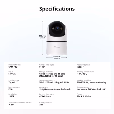 SONOFF-CAM-PT2 - specs