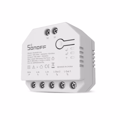 Sonoff DUALR3 Lite Wi-Fi реле 2 канала с режимом мотора для штор и роллет