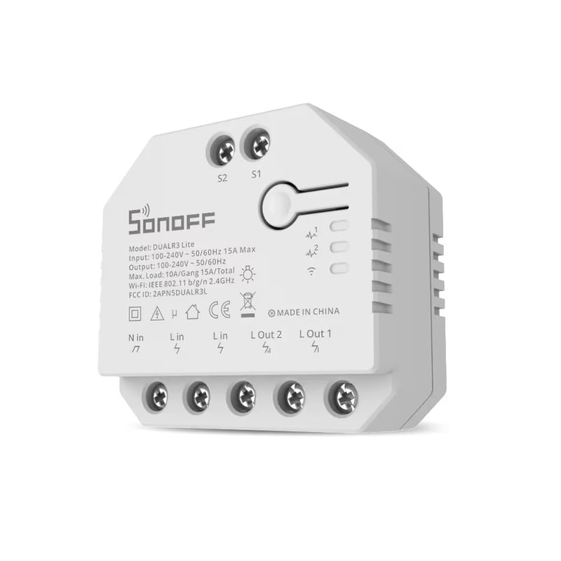 Sonoff DUALR3 Lite Wi-Fi реле 2 канала с режимом мотора для штор и роллет