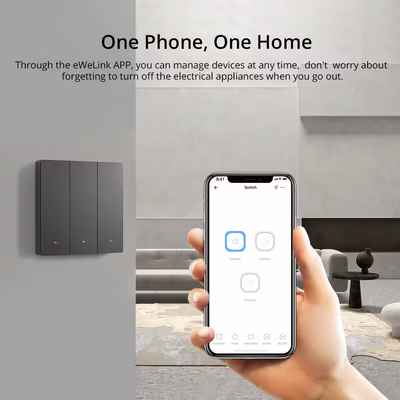 Sonoff SwitchMan M5 Wi-Fi настенный выключатель, 1 клавиша, 86×86, тёмно-серый