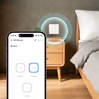 Sonoff SwitchMan M5 Matter настенный выключатель, 1 клавиша, 86×86, белый