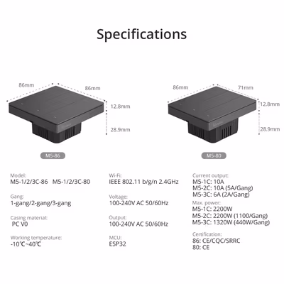 SONOFF-M5-3C-86 - specs