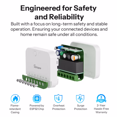 Sonoff MINI-2GS Mini Duo Matter Wi-Fi реле 2 канала в подрозетник
