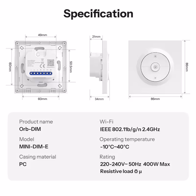 SONOFF-MINI-DIM-E - specs