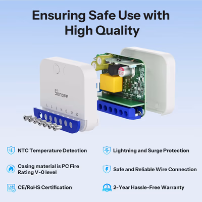 Sonoff MINI-DIM variator Matter Wi-Fi încastrabil în doza întrerupătorului - technical