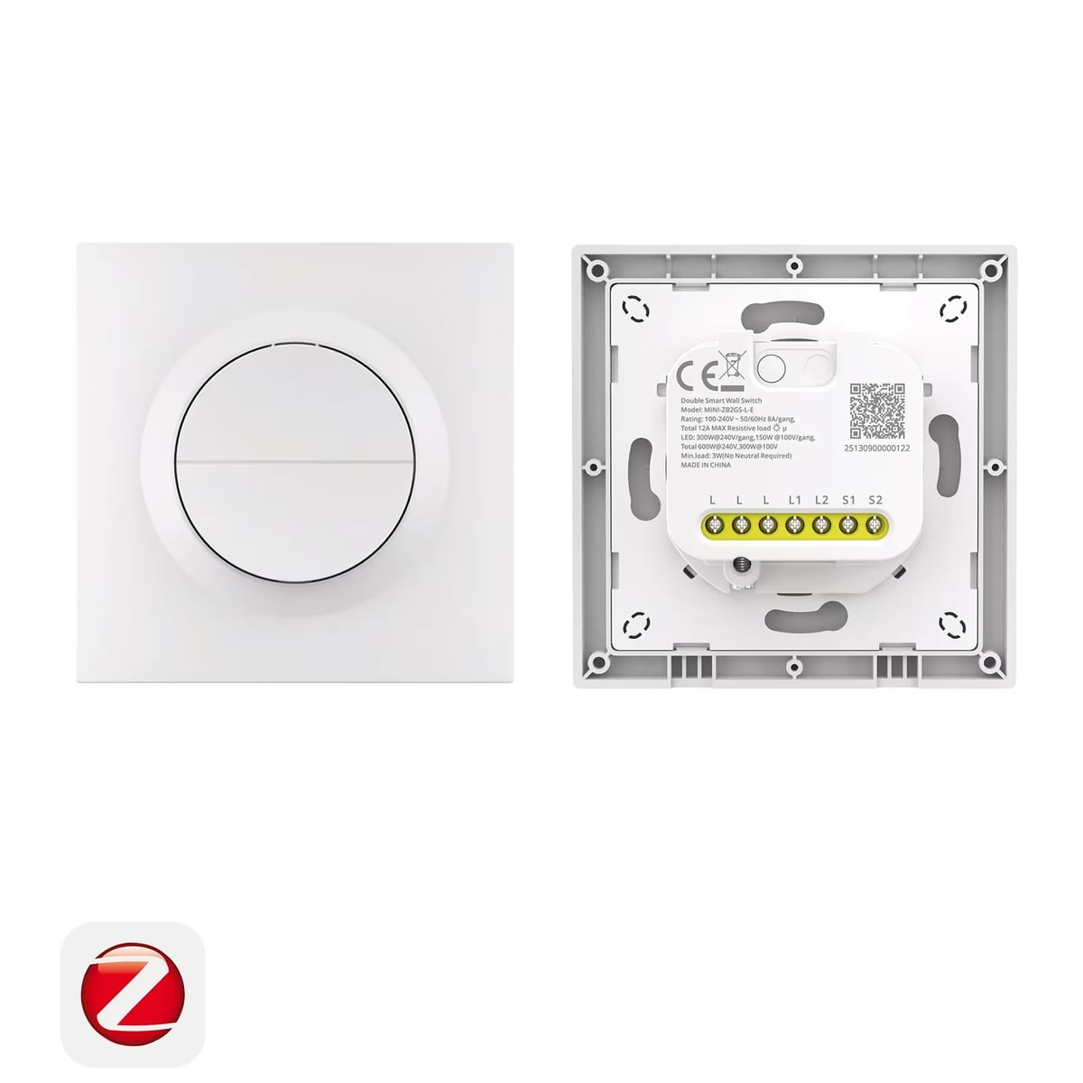 Sonoff MINI-ZB2GS-L-E Orb-ZBW2L Zigbee выключатель 2 клавиши без нуля
