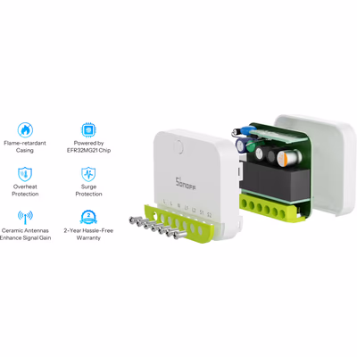 Sonoff MINI-ZB2GS Mini Duo двухканальное Zigbee 3.0 реле в подрозетник