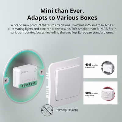 Sonoff MINIR4M Extreme Matter Wi-Fi реле-модуль в подрозетник