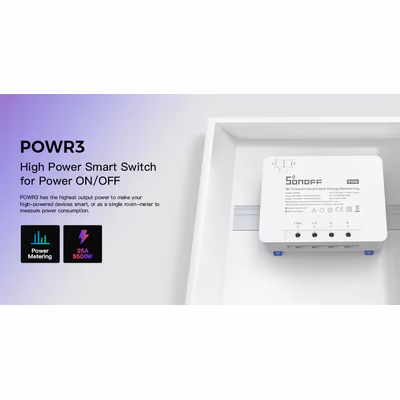 Sonoff POWR3 Wi-Fi реле 25 А / 5500 Вт с учётом электроэнергии