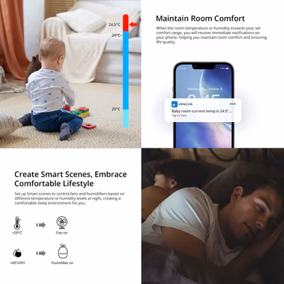 Sonoff SNZB-02P senzor Zigbee de temperatură și umiditate - lifestyle