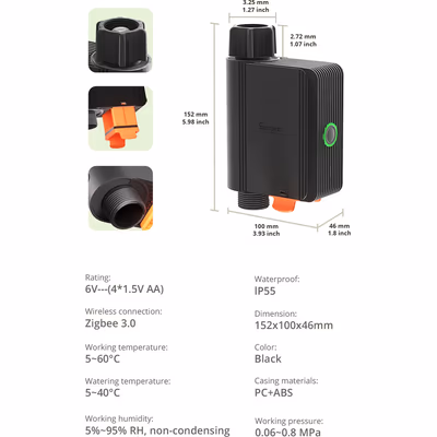 Sonoff SWV-BSP robinet de udare inteligent Zigbee cu debitmetru - specs