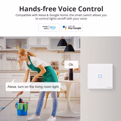 Sonoff TX T2EU1C сенсорный Wi-Fi выключатель, 1 клавиша, белый