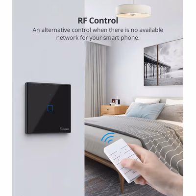 Sonoff TX T3EU1C întrerupător tactil Wi-Fi, 1 canal, sticlă neagră - lifestyle