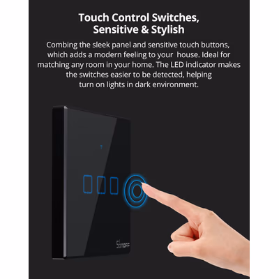 Sonoff TX T3EU2C сенсорный Wi-Fi выключатель, 2 клавиши, чёрный