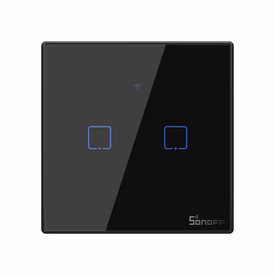Sonoff TX T3EU2C сенсорный Wi-Fi выключатель, 2 клавиши, чёрный