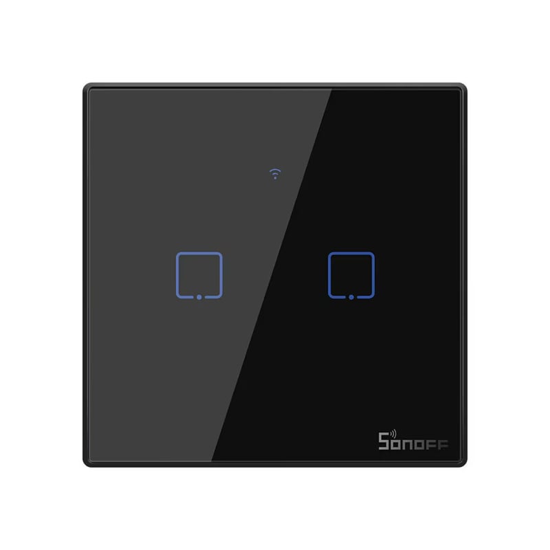 Sonoff TX T3EU2C сенсорный Wi-Fi выключатель, 2 клавиши, чёрный