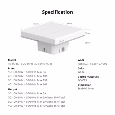 SONOFF-T5-1C-86 - specs