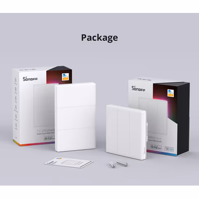 Sonoff TX Ultimate T5-2C-86 întrerupător tactil de perete, 2 canale, alb - packaging