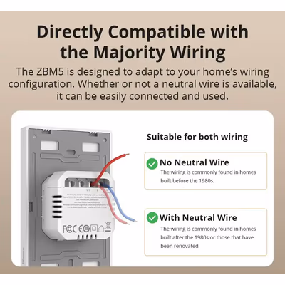 Sonoff SwitchMan ZBM5-3C Zigbee выключатель, 3 клавиши, 86×86, белый