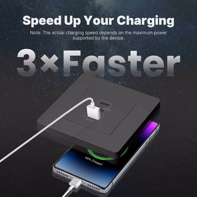 Moes Star Ring зарядка GaN 30 Вт в розетку, 2×USB-C + USB-A, серая