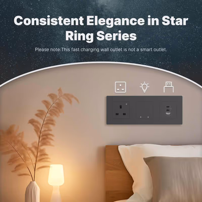 Moes Star Ring зарядка GaN 30 Вт в розетку, 2×USB-C + USB-A, белая