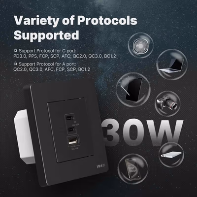 Moes Star Ring зарядка GaN 65 Вт в розетку, 2×USB-C + USB-A, серая