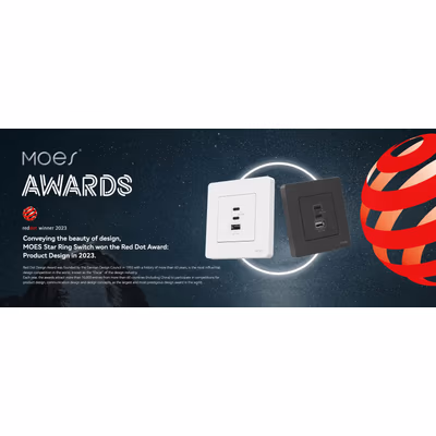 Moes Star Ring зарядка GaN 65 Вт в розетку, 2×USB-C + USB-A, белая