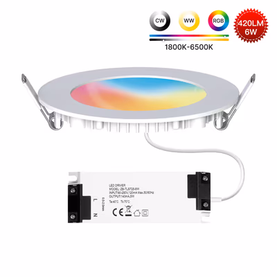 Moes ZB-TDD6 встраиваемый ZigBee-спот RGBCW 1800K-6500K, 6 Вт