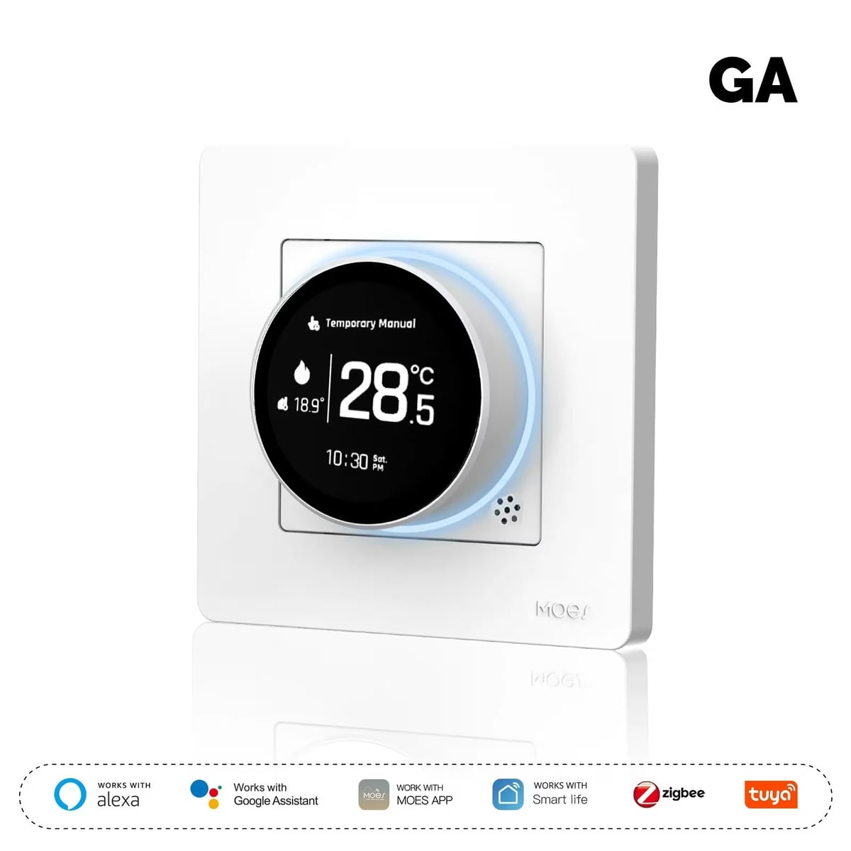 Moes ZHT-SR Star Ring термостат Zigbee для газового котла 5А белый